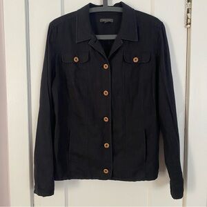 Amber Sun cotton/linen blend lightweight jacket, soft black